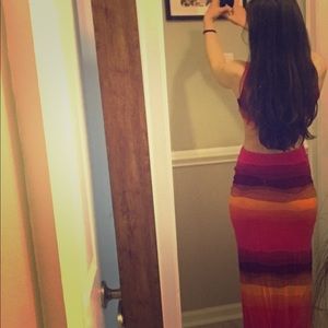 XS Bebe multicolored pink maxi dress!